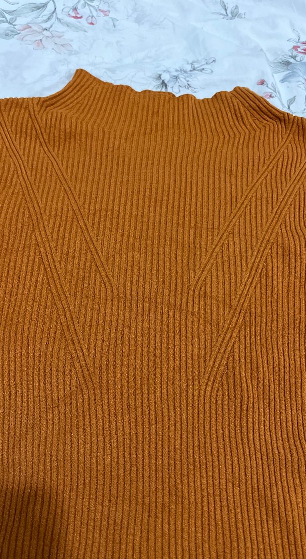 Turuncu  Boğazlı Uzun Kollu Kadın badi - Görsel 2