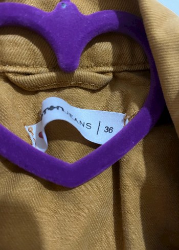 Düğmeli kirli sarı Kadın Ceket - Görsel 3