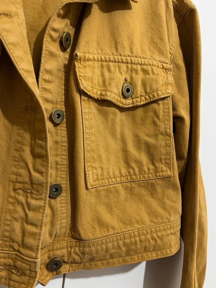 Düğmeli kirli sarı Kadın Ceket - Görsel 2