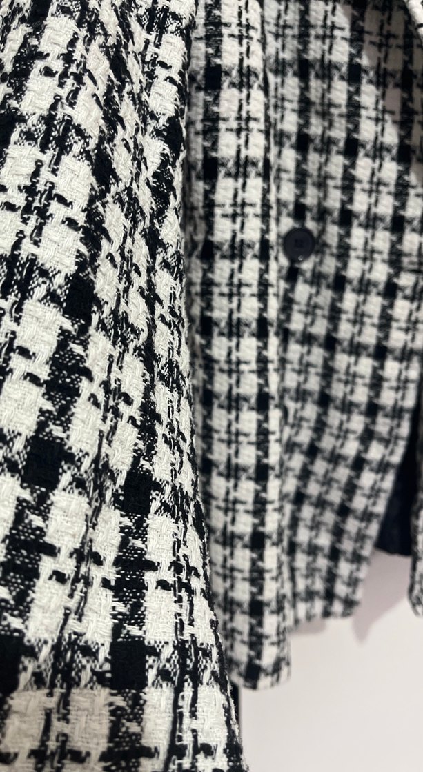 Düğmeli Ekoseli Kadın Blazer Ceket - Görsel 3