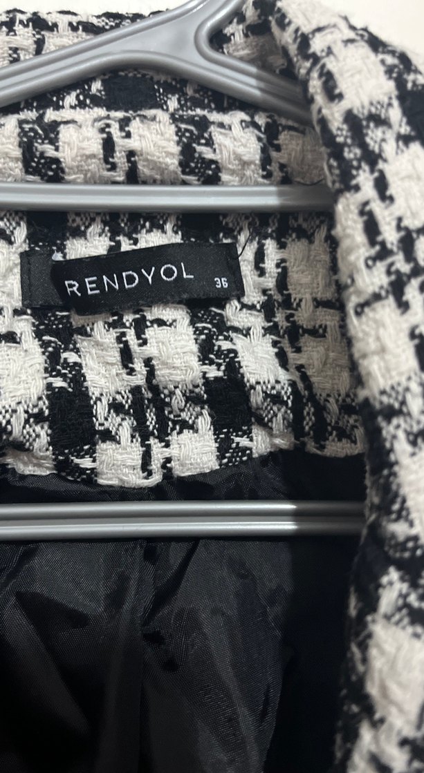 Düğmeli Ekoseli Kadın Blazer Ceket - Görsel 2