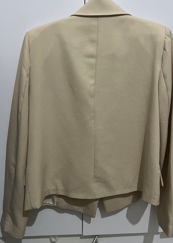 Bej Kadın Düğmeli Midi Blazer Ceket - Görsel 4