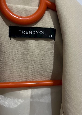 Bej Kadın Düğmeli Midi Blazer Ceket - Görsel 2