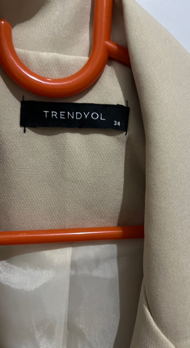 Bej Kadın Düğmeli Midi Blazer Ceket - Görsel 2