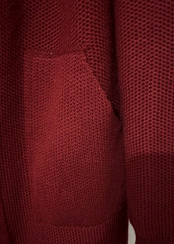 Bordo Örgü Kadın Hırka - Görsel 3
