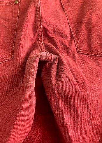 33 Beden Düğmeli Vintage Kırmızı Pantolon