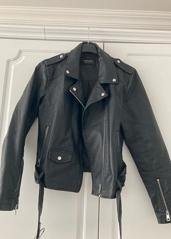 Kadın Siyah Deri Biker Ceket