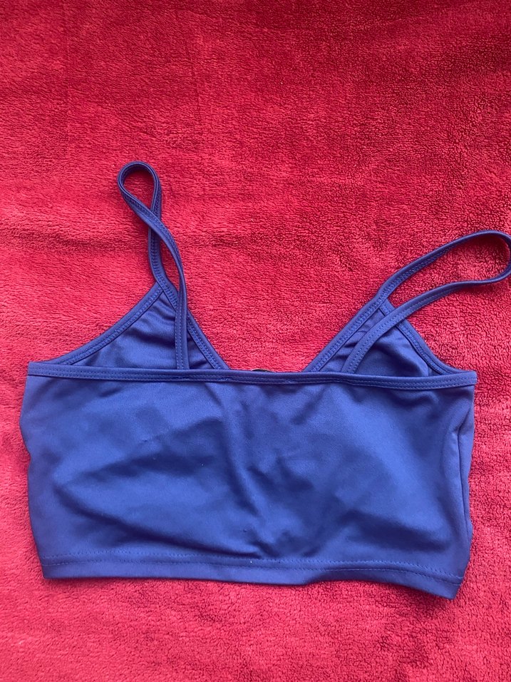 Mavi İnce Askılı Crop Top s -m beden oluyor - Görsel 2