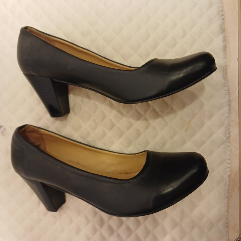 Siyah KalınTopuklu İçi dışı Gerçek Deri Kadın Klasik Ayakkabı - Görsel 3