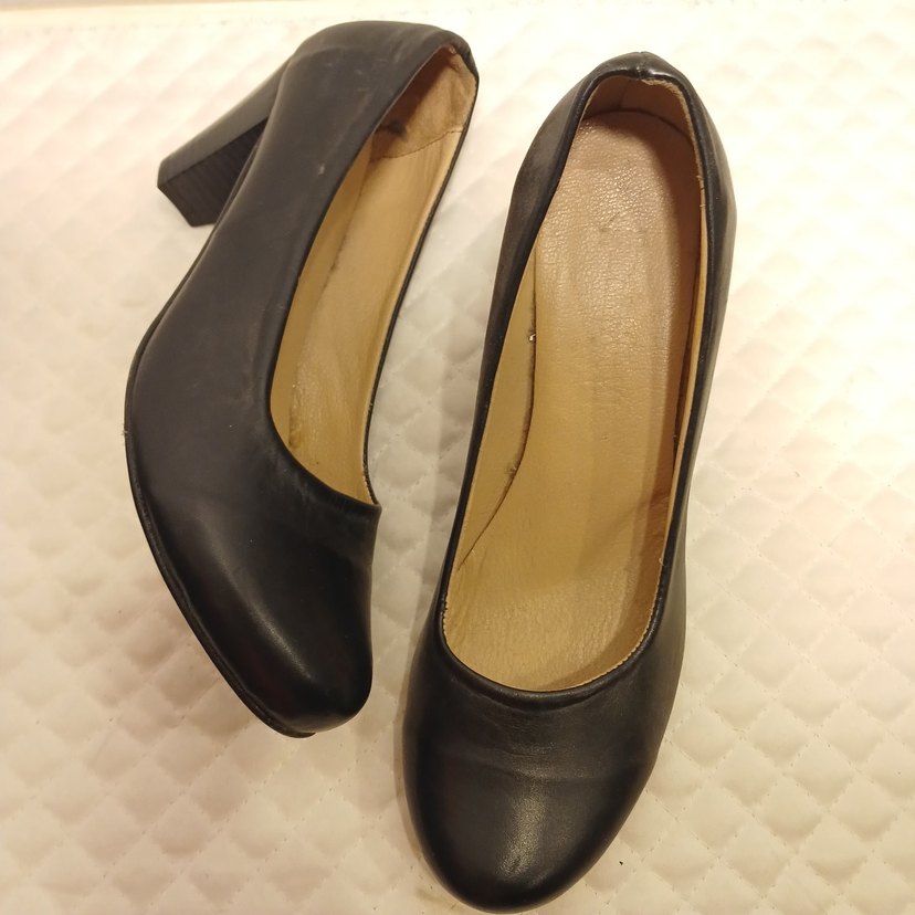 Siyah KalınTopuklu İçi dışı Gerçek Deri Kadın Klasik Ayakkabı - Görsel 2