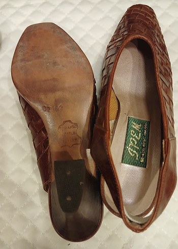 Kahverengi Deri Vintage Kadın Klasik Topuklu Ayakkabı - Görsel 5