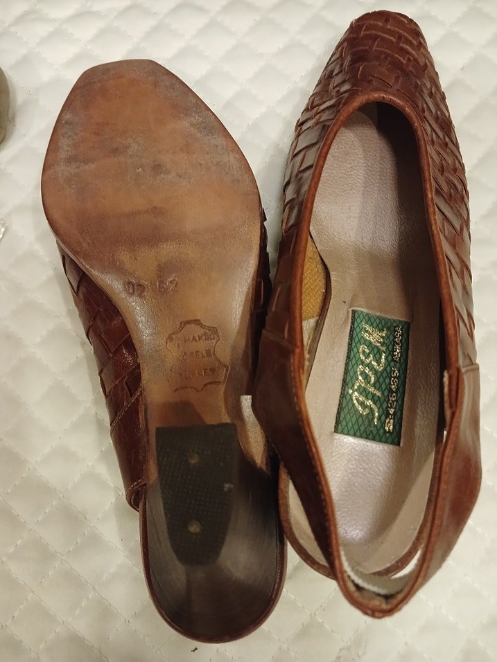 Kahverengi Deri Vintage Kadın Klasik Topuklu Ayakkabı - Görsel 5