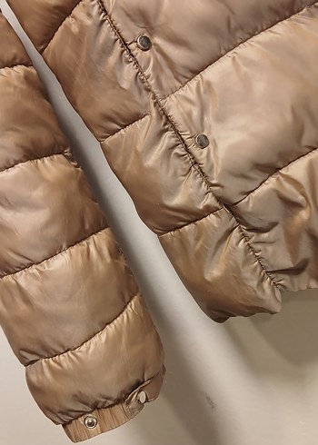 Bej ( Toprak rengi )Fermuarlı şişme Kadın Mont - Görsel 3