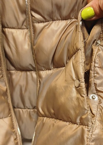 Bej ( Toprak rengi )Fermuarlı şişme Kadın Mont - Görsel 5