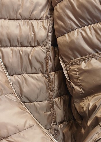 Bej ( Toprak rengi )Fermuarlı şişme Kadın Mont - Görsel 4