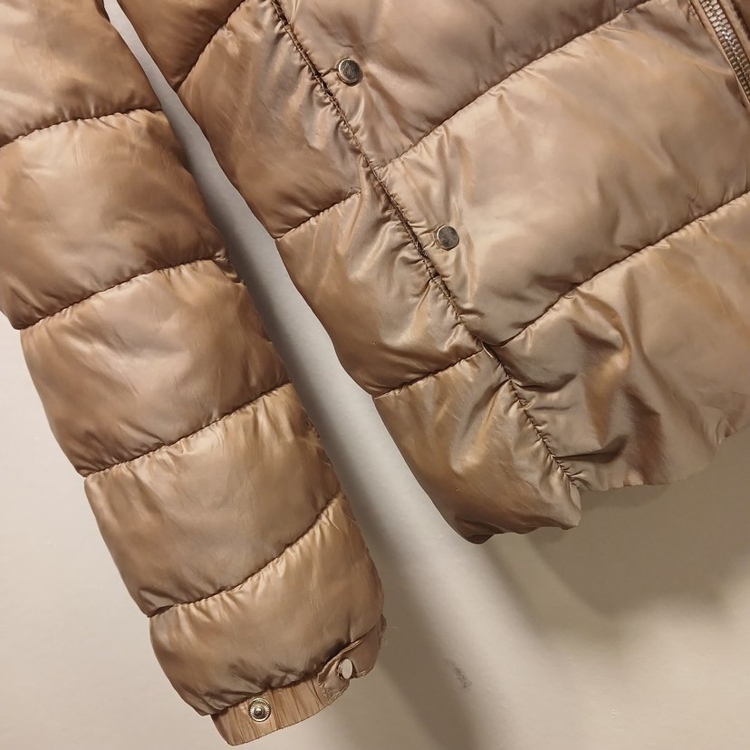 Bej ( Toprak rengi )Fermuarlı şişme Kadın Mont - Görsel 3