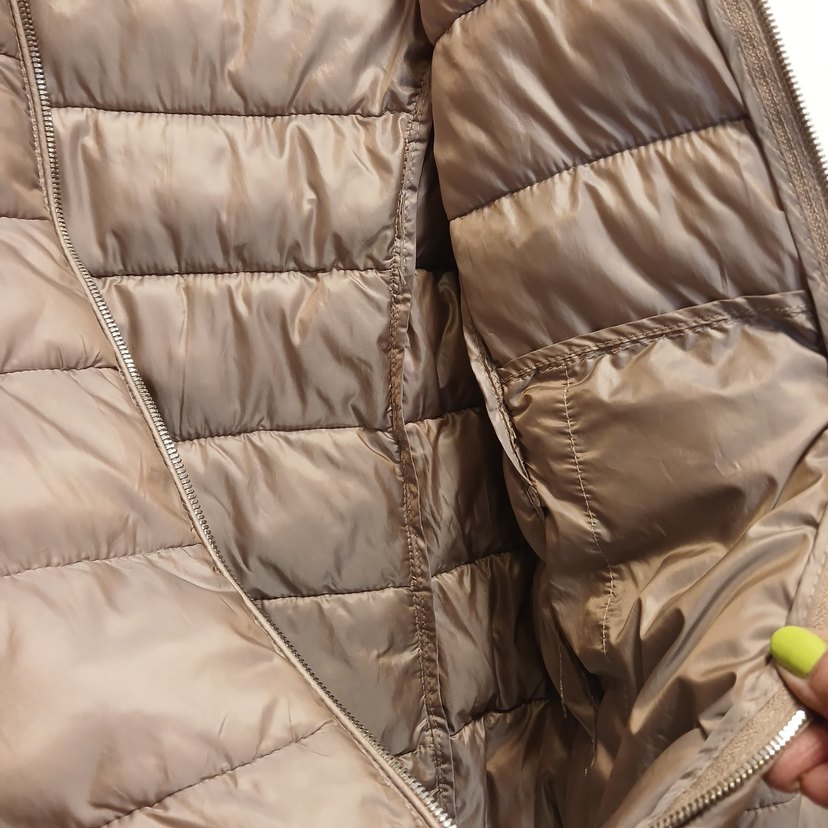 Bej ( Toprak rengi )Fermuarlı şişme Kadın Mont - Görsel 4