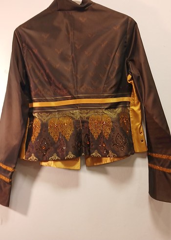 Düğmeli Vintage Nakışlı Kadın Ceket - Görsel 2