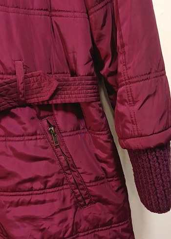 Mürdüm mor gibi Düğmeli Kız Çocuk şişme Mont - Görsel 4