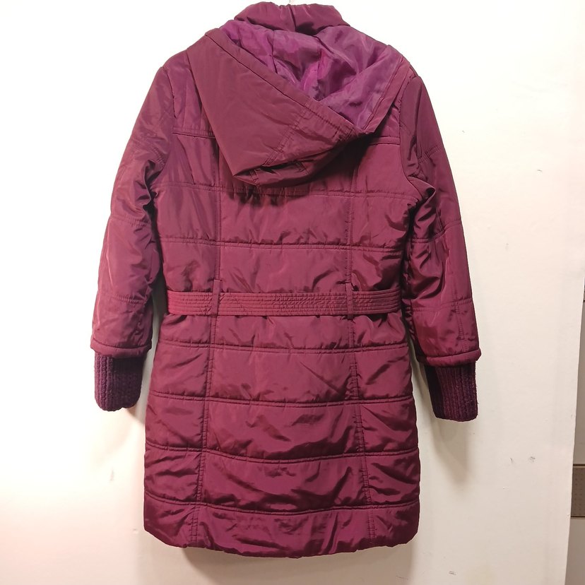 Mürdüm mor gibi Düğmeli Kız Çocuk şişme Mont - Görsel 3