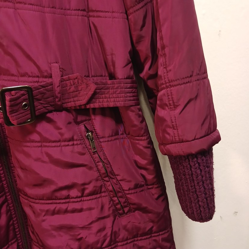 Mürdüm mor gibi Düğmeli Kız Çocuk şişme Mont - Görsel 4