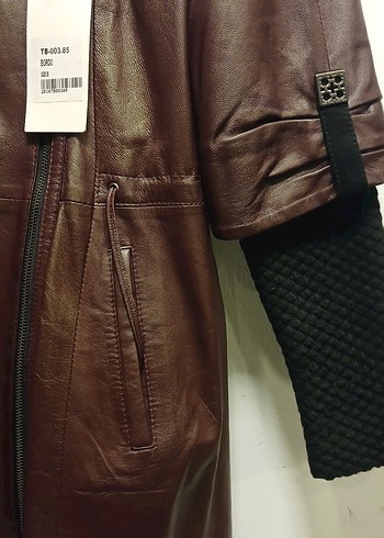 Bordo Deri Kemerli Kadın Ceket - Görsel 3