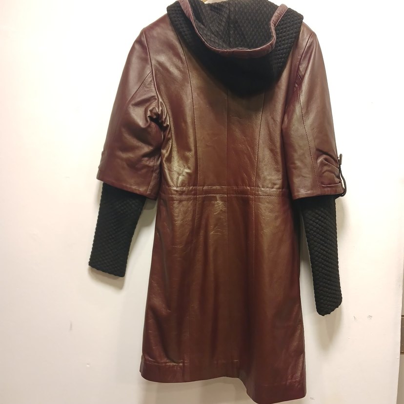 Bordo Deri Kemerli Kadın Ceket - Görsel 2