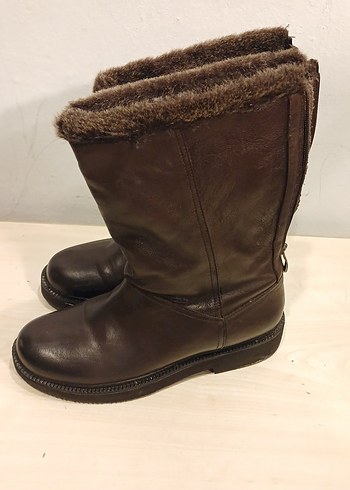 Kahverengi Gerçek Deri Kürklü Dolgu Topuk Kadın Bot - Görsel 3
