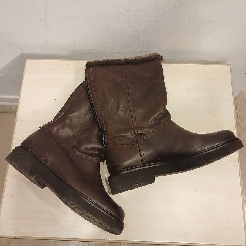 Kahverengi Gerçek Deri Kürklü Dolgu Topuk Kadın Bot - Görsel 4