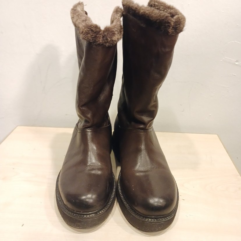 Kahverengi Gerçek Deri Kürklü Dolgu Topuk Kadın Bot - Görsel 2