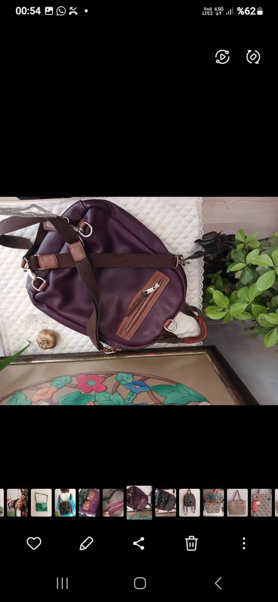 Kahverengi Gerçek Deri Kadın Sırt Çantası - Görsel 4