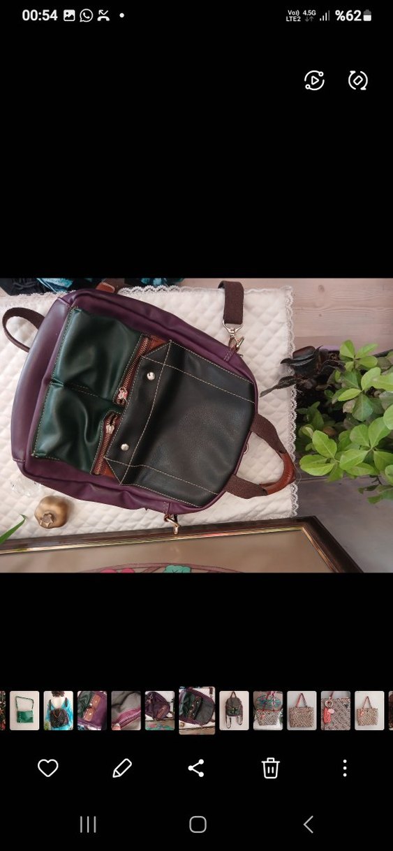 Kahverengi Gerçek Deri Kadın Sırt Çantası - Görsel 5