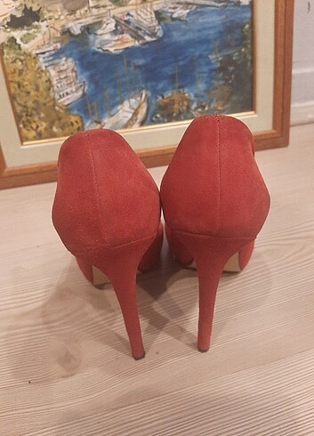 39 Beden kırmızı Renk Kırmızı Süet Yüksek Topuk Ayakkabı