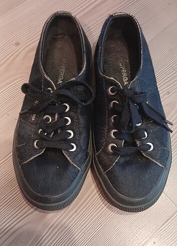 36 Beden SUPERGA siyah tay Derisi SporAyakkabı