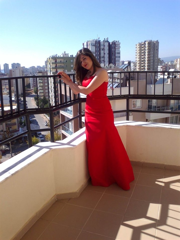 Kırmızı Straplez Uzun Abiye Elbise - Görsel 3