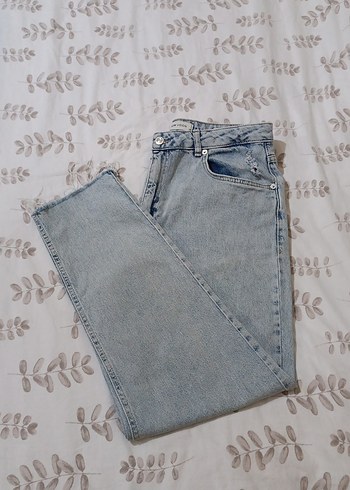 mavi Renk mom kesim Kadın Denim Pantolon - Görsel 3