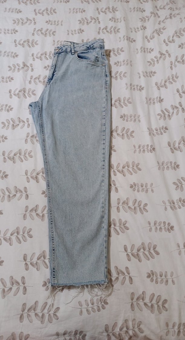 mavi Renk mom kesim Kadın Denim Pantolon - Görsel 2