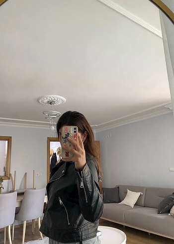 l Beden siyah Renk Siyah Deri Biker Ceket