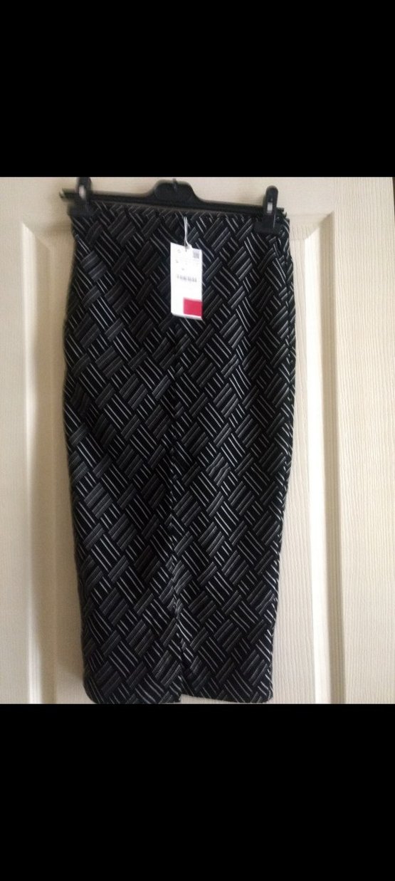 zara siyah beyaz kalem etek - Görsel 3