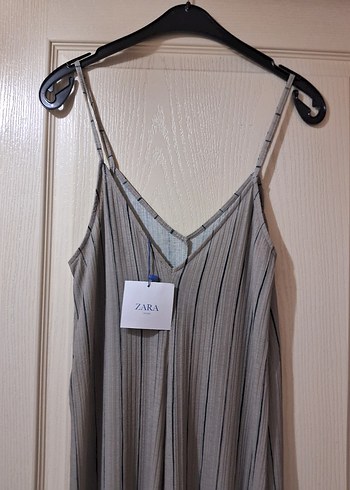 Zara Bej Çizgili V Yaka Tulum - Görsel 8