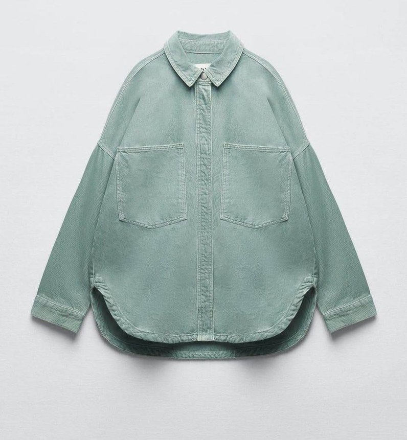 Zara Kadın Denim Gömlek, Salaş Kesim, Uzun Kollu - Görsel 2