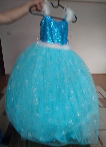 9 Yaş Beden mavi Renk Kız çocuk prenses abiye elbise