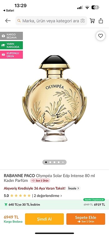 Orijinal PACO RABBANE OLYMPEA PARFÜM