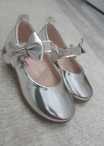 Kız Çocuk Gri Metalik Tokalı Babet - Görsel 2