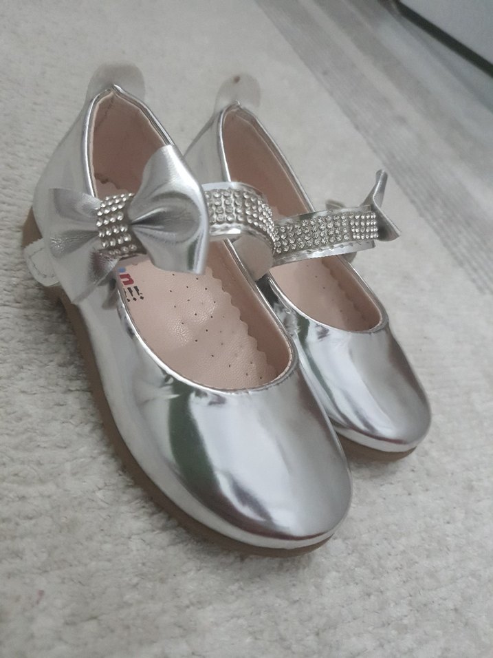 Kız Çocuk Gri Metalik Tokalı Babet - Görsel 2