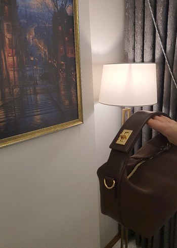 Kahverengi Süet Tokalı Kadın Çanta - Görsel 6