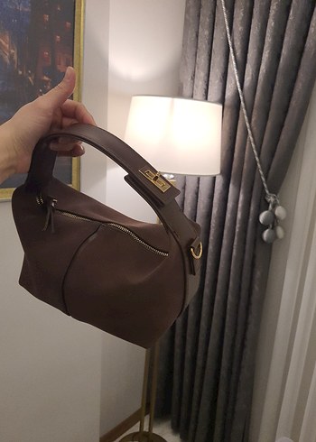 Kahverengi Süet Tokalı Kadın Çanta - Görsel 3