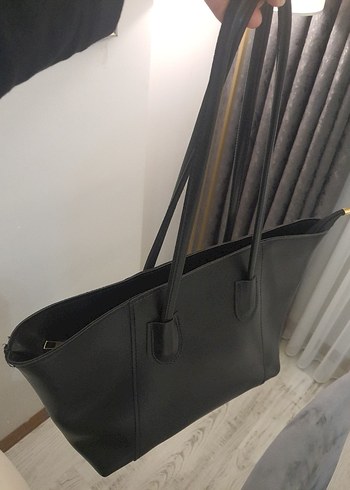 Klasik Siyah Deri Kadın Çanta - Görsel 3