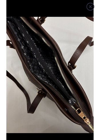 Kahverengi Kareli Deri Kadın Çanta - Görsel 4