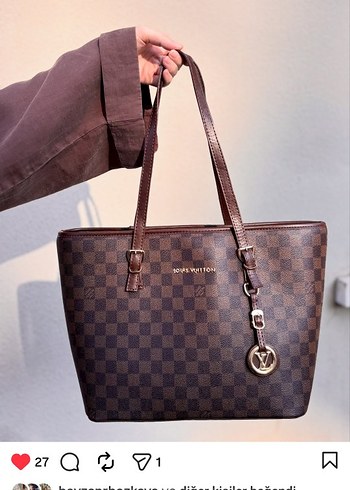 Kahverengi Kareli Deri Kadın Çanta - Görsel 2